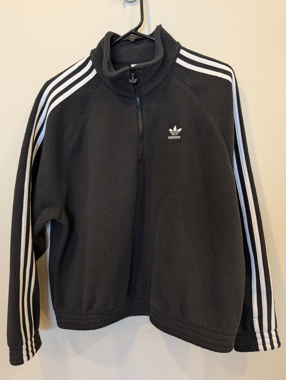 adidas Black Fleece PrimeGreen Quarter-Zip Jacket with White Stripes Size Small - Picture 2 of 6
